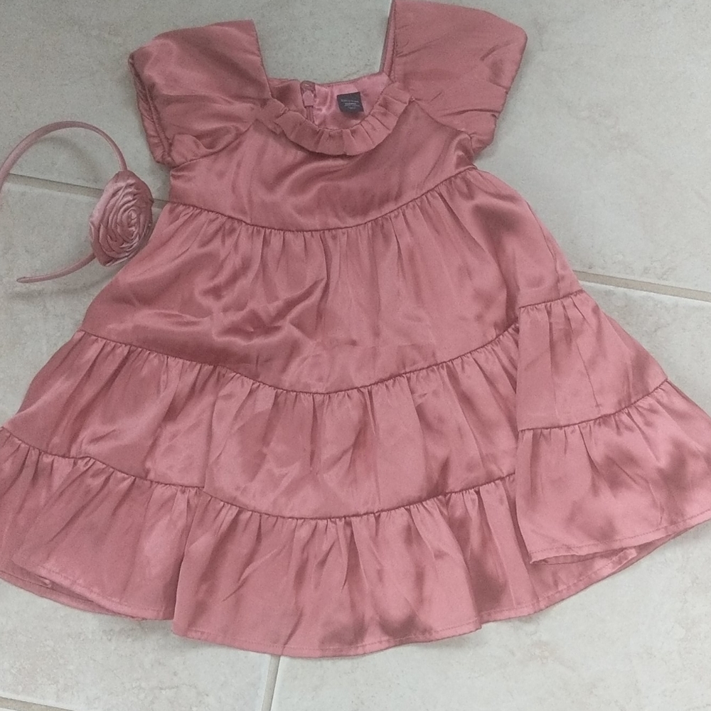 gap 18-24m, pink( mauve) holiday dress, headband